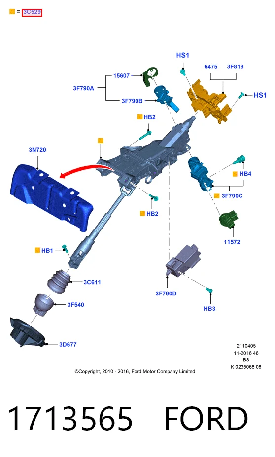 Columna de volante para Ford Focus III CB8