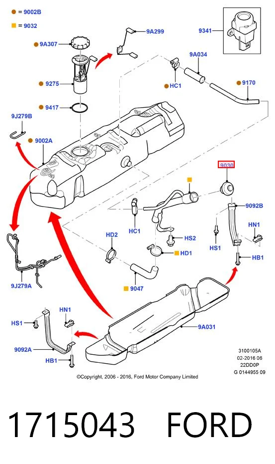 1715043 Ford Tapa tanque combustible