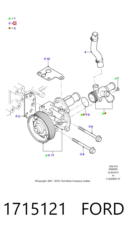 1715121 Ford Bomba refrigerante coche