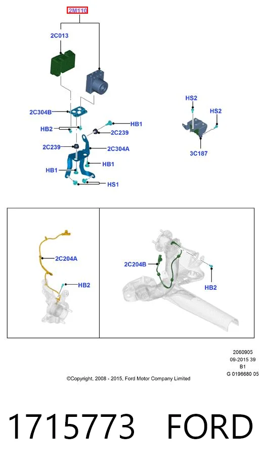 Unidad de control ABS hidráulico para Ford Fiesta Mk6 CB1