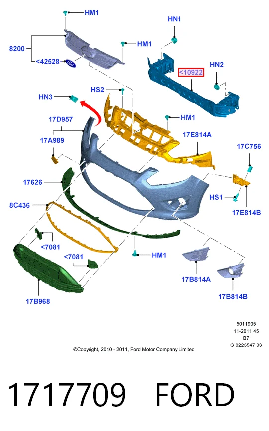 Refuerzo paragolpes delantero Focus III hatchback (2010-2020) original desde 81,30 €