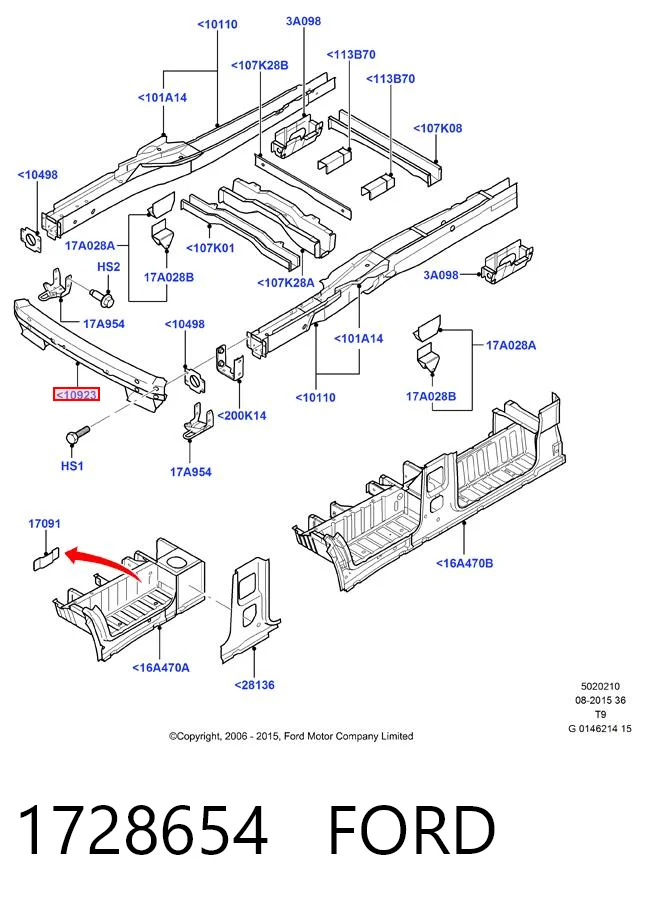 Refuerzo paragolpes delantero Ford Transit VI