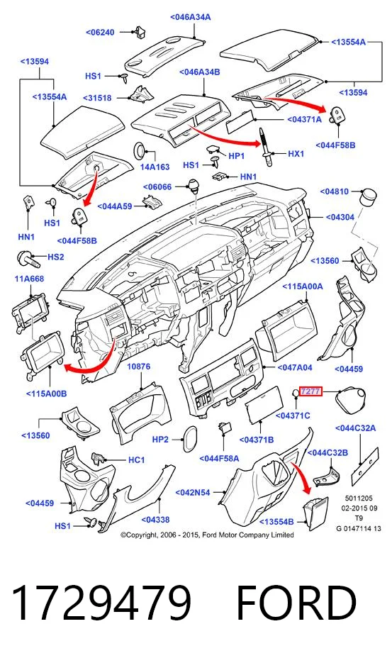 1729479 Ford Funda de la palanca de cambios