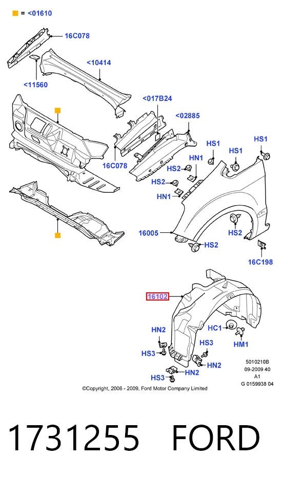 Guardabarros interior derecho, aleta delantera Ford S-Max monovolumen (CA1) (2006 - 2014) precio, desde 33,71 EUR