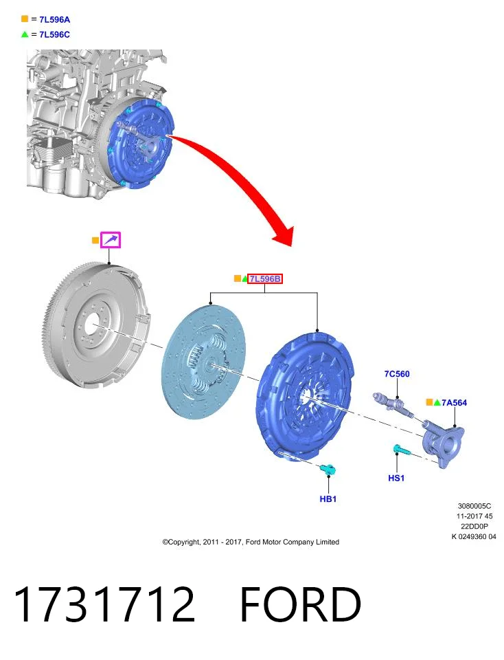 1731712 Ford Embrague motor