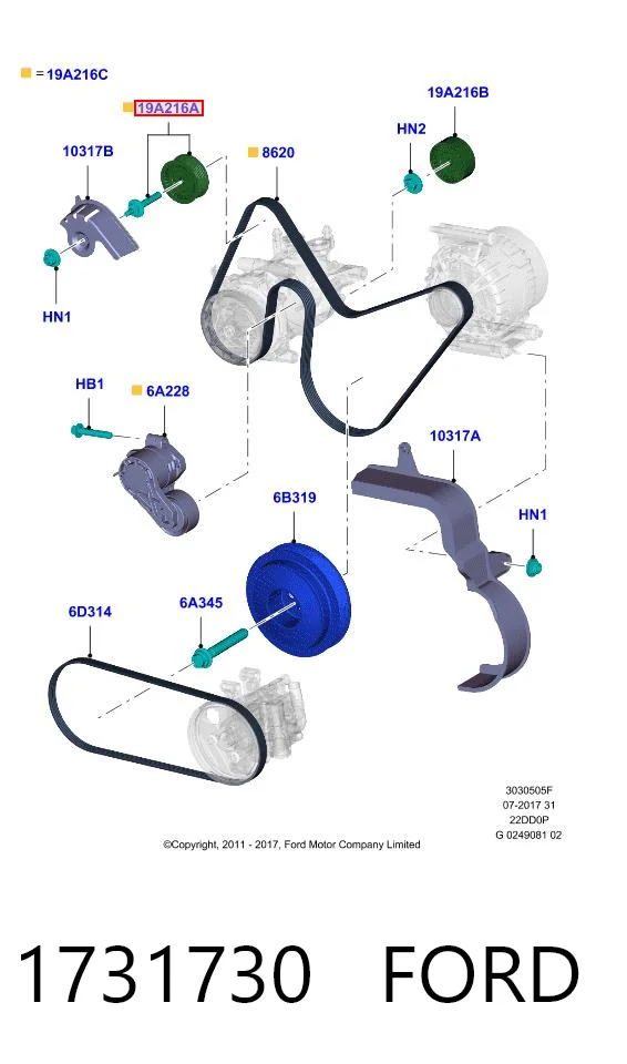 Rodillo intermedio de correa dentada Transit  furgoneta (2006-2014) original desde 26,57 €