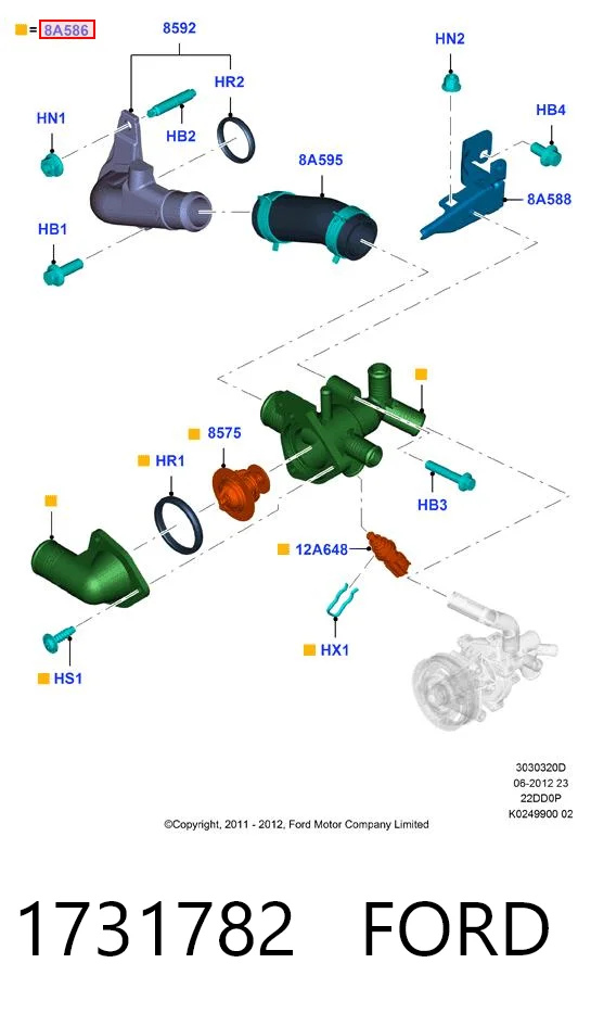 1731782 Ford Caja del termostato