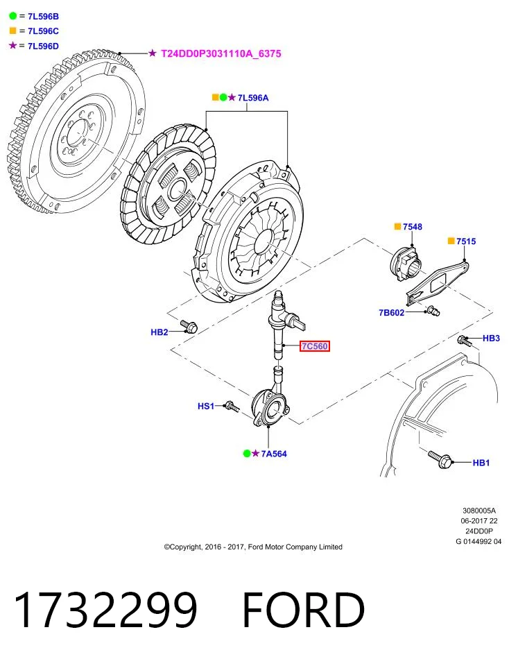 1732299 Ford Tubo flexible de embrague