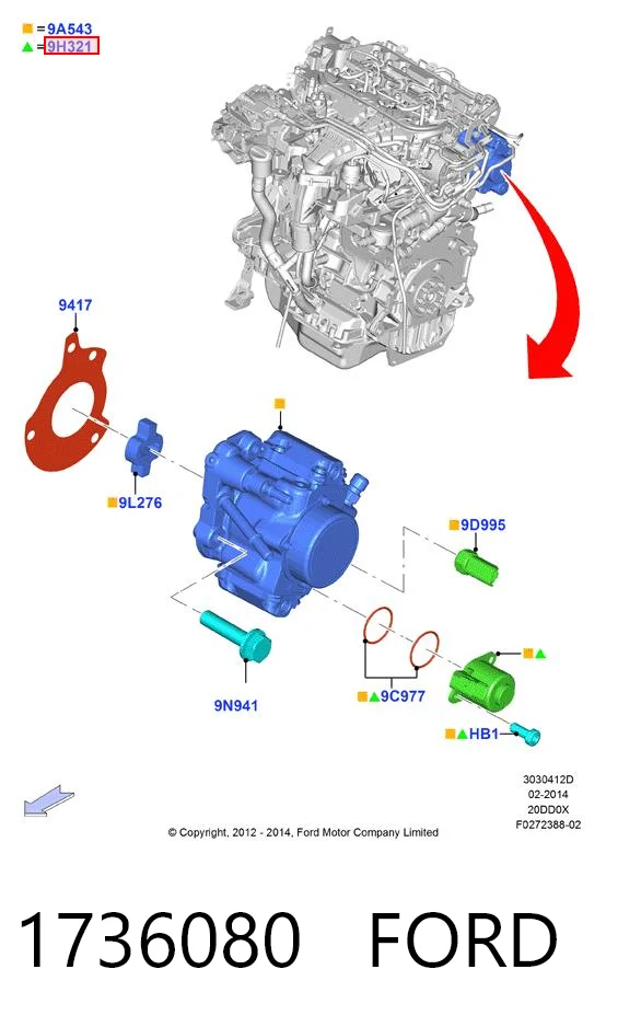 1736080 Ford Válvula reguladora de presión del sistema common rail