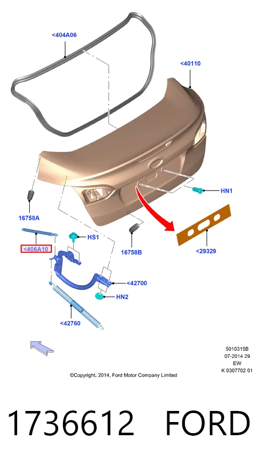 Comprar BM51F406A10CA Ford Amortiguador de puerta trasera