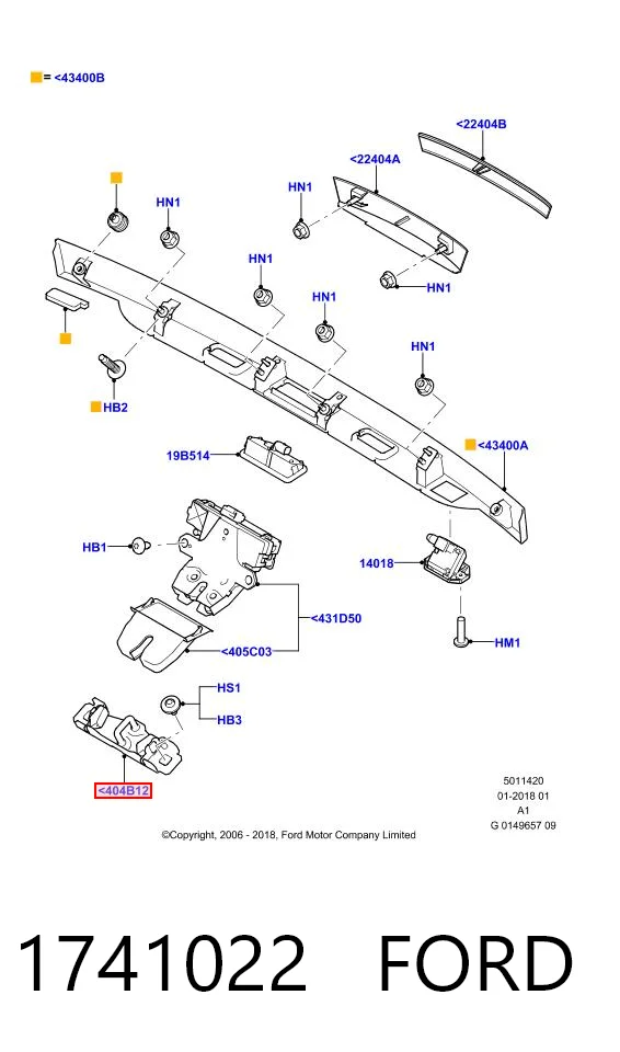 1741022 Ford Pieza de cierre de la cerradura del portón trasero