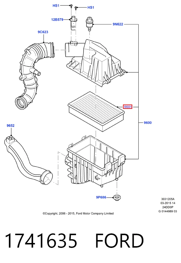 1741635 Ford Filtro de aire de motor