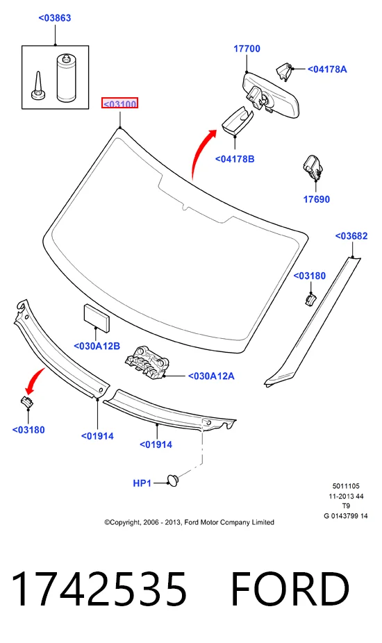 1742535 Ford Parabrisas delantero 