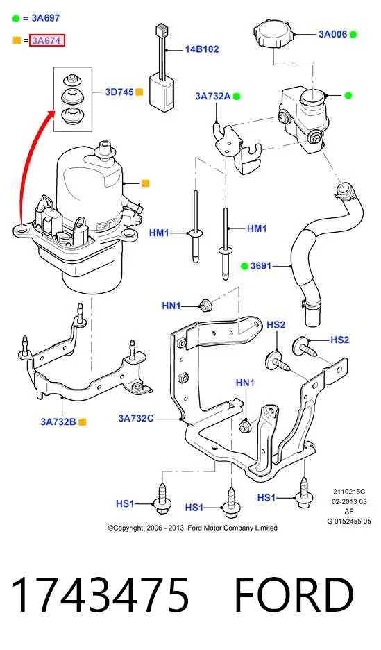Bomba de dirección asistida 1743475 FORD