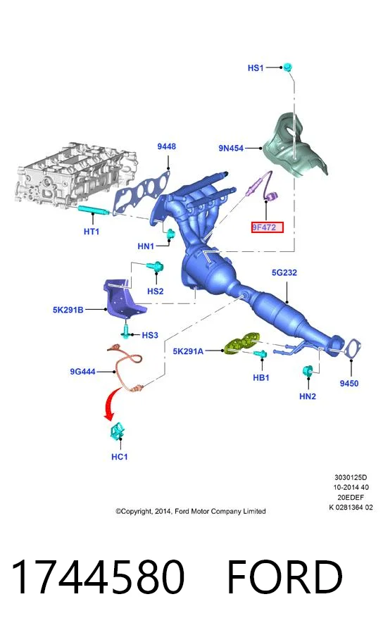 1744580 Ford Sensor de oxígeno previo al catalizador
