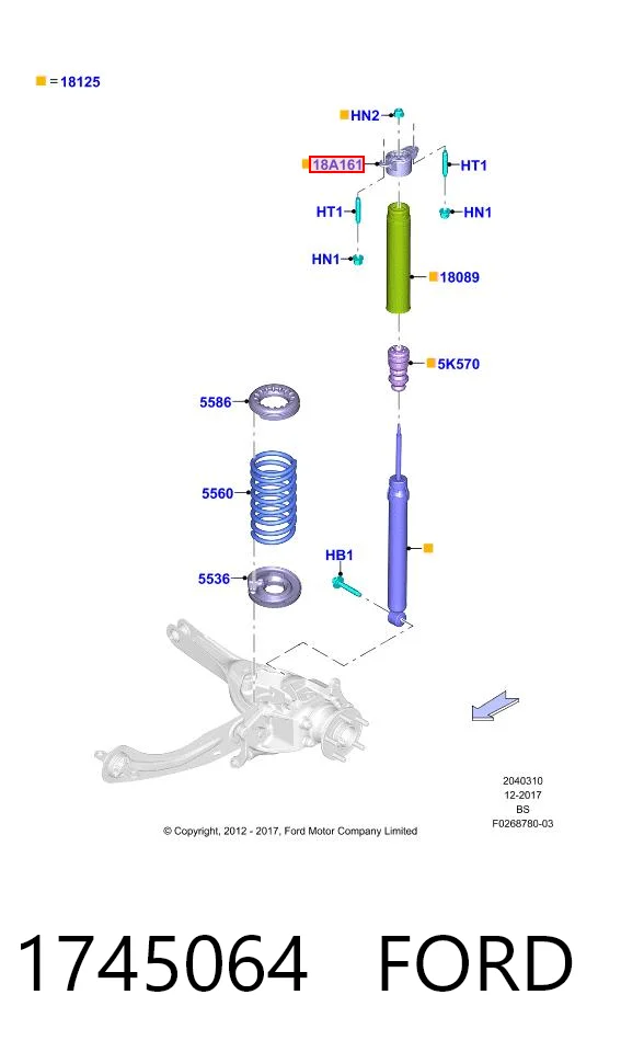 1745064 Ford Soporte amortiguador trasero