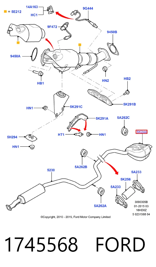 Silenciador trasero 1745568 FORD