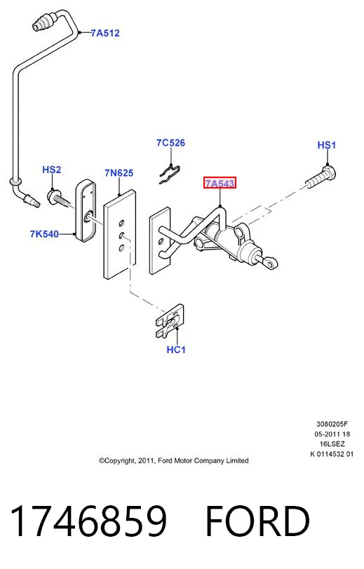1746859 Ford Cilindro maestro de clutch