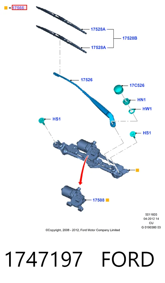 Varillaje de limpiaparabrisas para Fiat 500  312