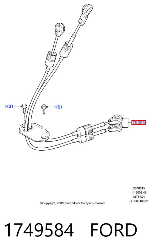 1749584 Ford Cable para caja de cambios manual