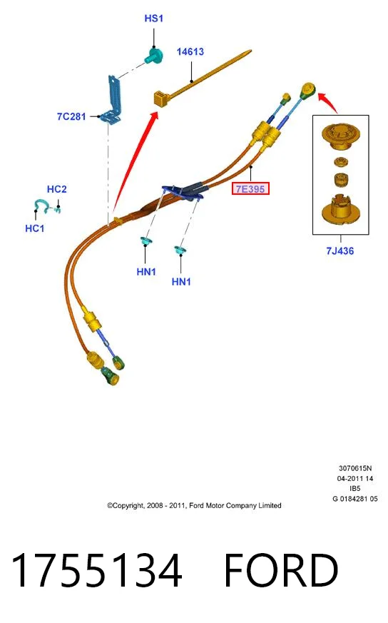 1755134 Ford Cable para caja de cambios manual