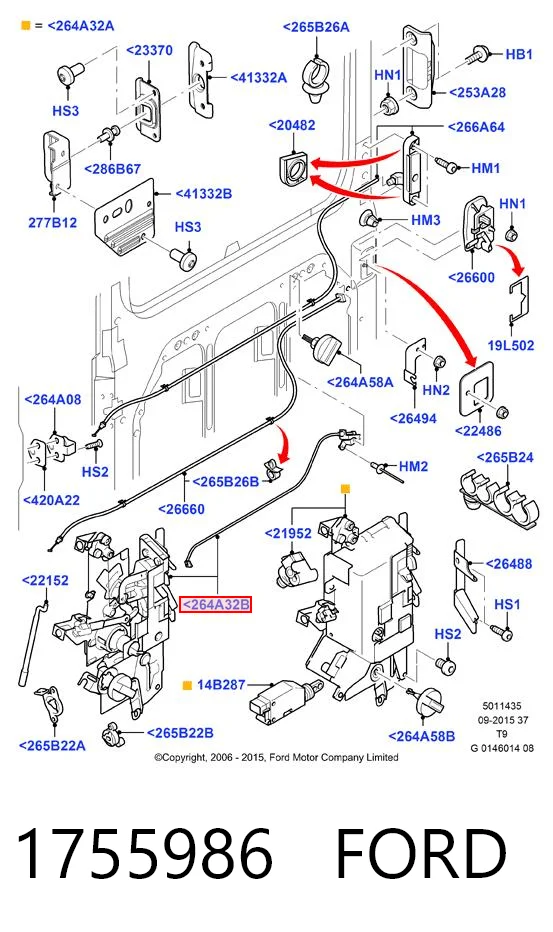 Cerradura de puerta lateral corrediza derecha 1755986 FORD