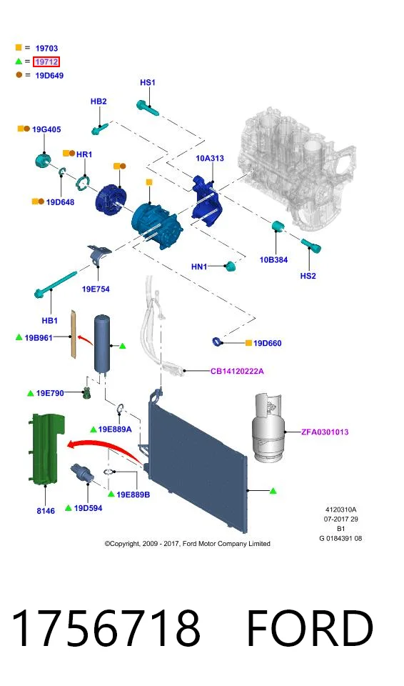 1756718 Ford Radiador de aire acondicionado