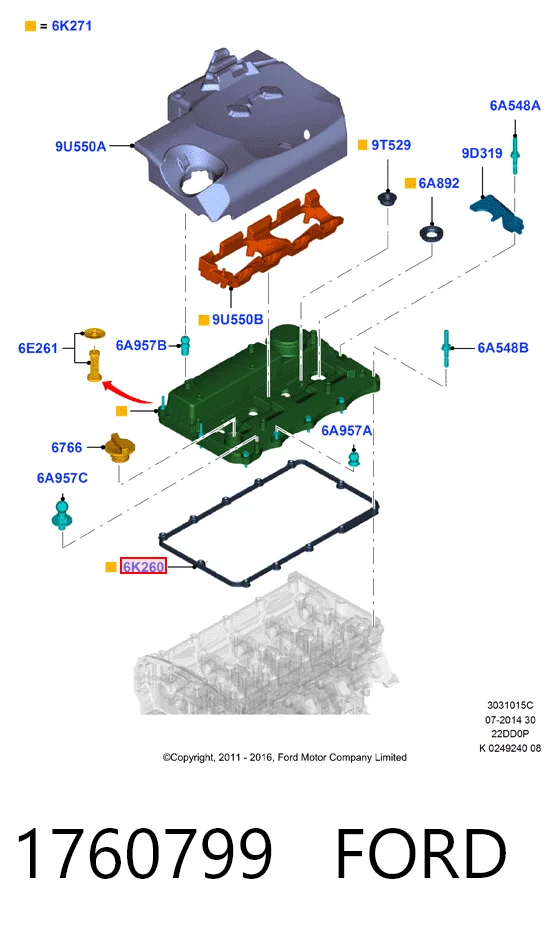Junta de tapa de válvulas Ford Transit VI