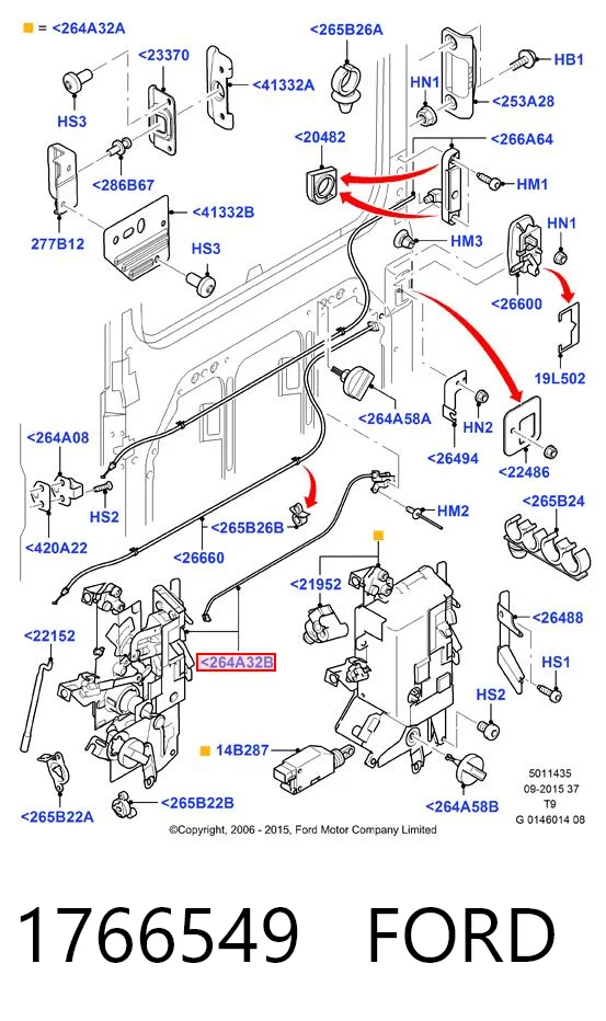 1766549 Ford Cerradura de puerta lateral corrediza derecha