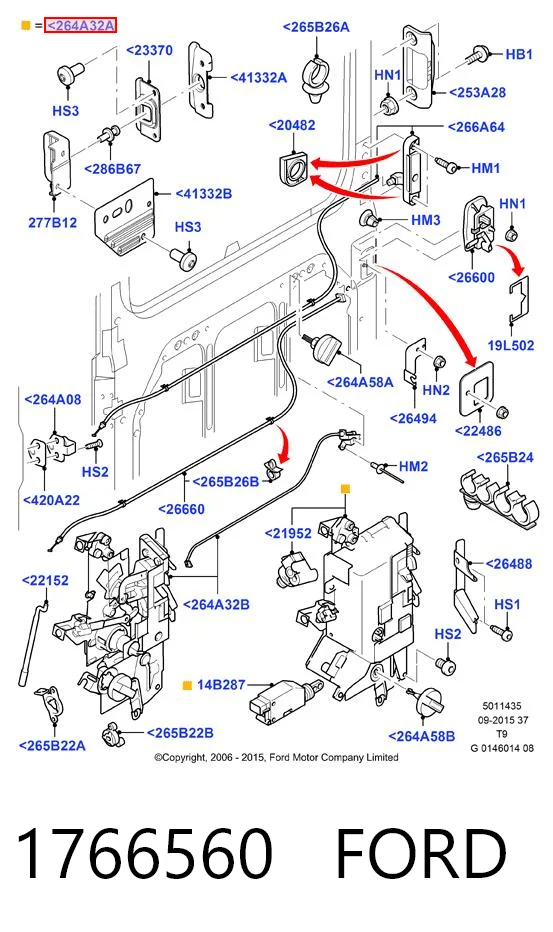1766560 Ford Cerradura de puerta lateral corrediza derecha