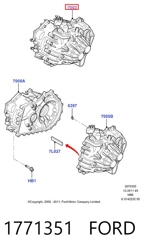 Caja de cambios manual completa 1771351 FORD