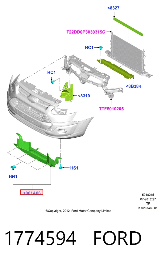 GK21V001A06AB Ford Deflector de parachoques delantero