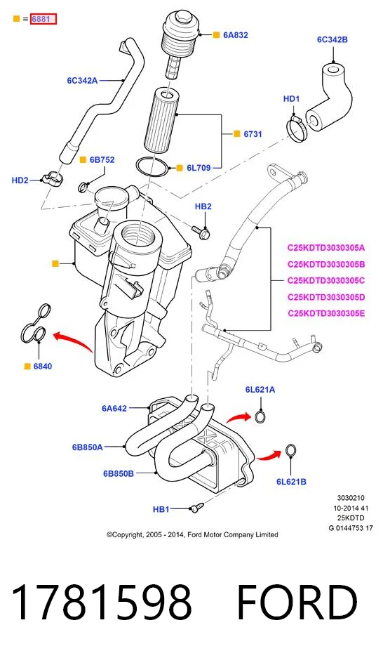 1781598 Ford Portafiltro de aceite