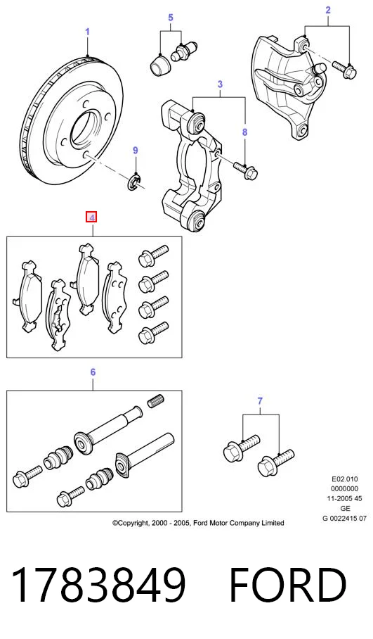 1783849 Ford Pastillas delanteras