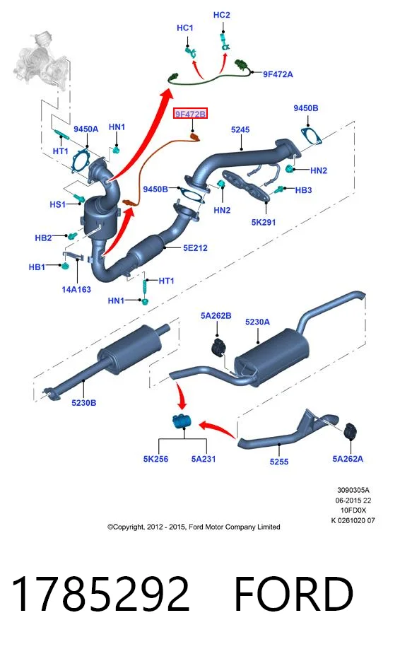 1785292 Ford Sensor de oxígeno previo al catalizador