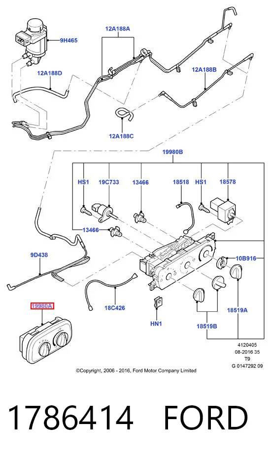 Módulo de modos de calefacción/aire acondicionado 1786414 FORD