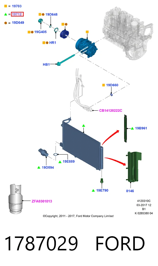 1787029 Ford Radiador de aire acondicionado