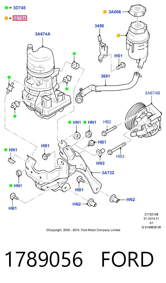 1789056 Ford Depósito de bomba de dirección hidráulica