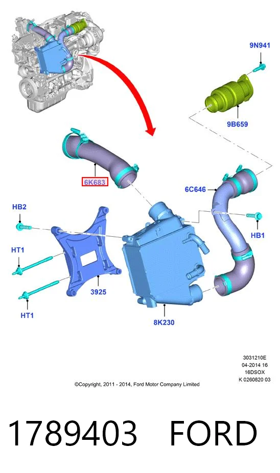 1789403 Ford Manguera del intercooler