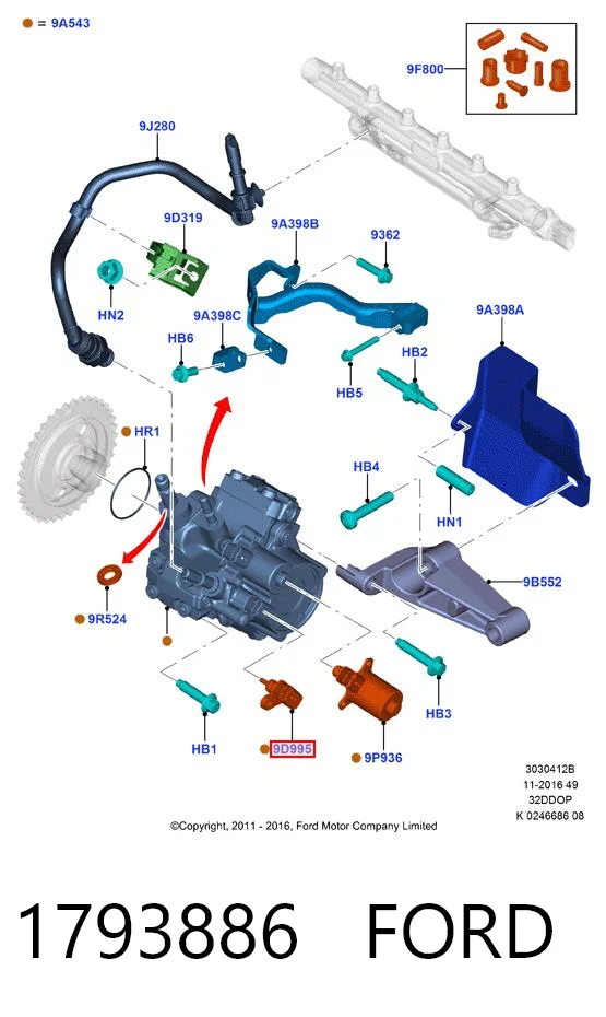 1793886 Ford Sensor de temperatura de combustible