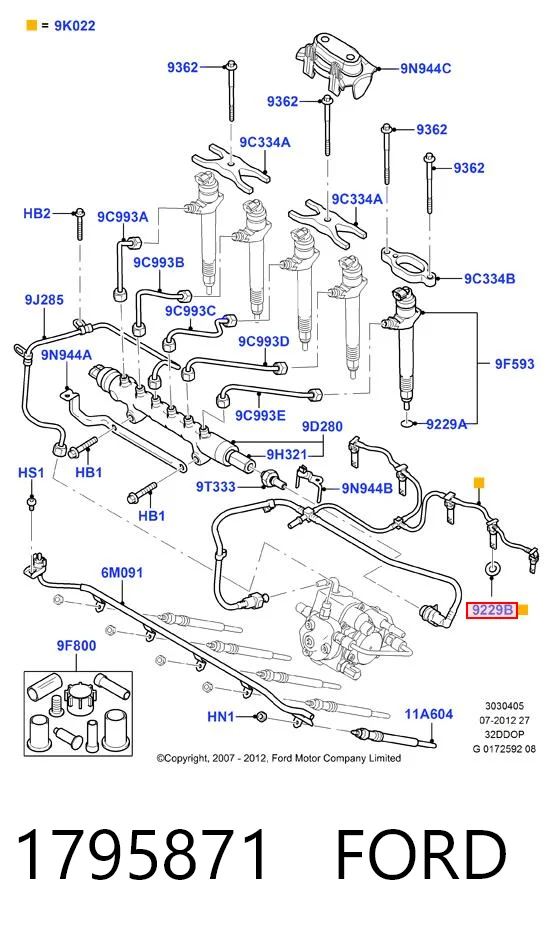 1795871 Ford Anillo de sellado del conector de retorno del inyector