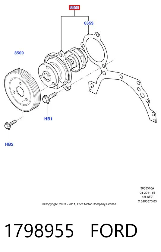 1798955 Ford Bomba refrigerante coche