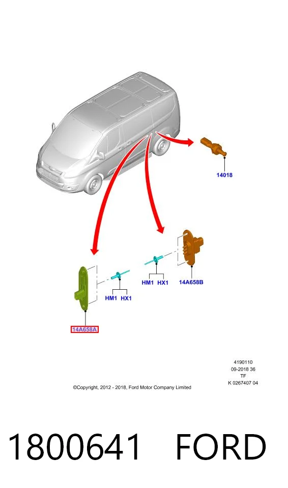 1800641 Ford Interruptor de puerta corrediza en la carrocería