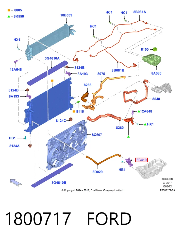 Bomba de agua eléctrica auxiliar 1800717 FORD