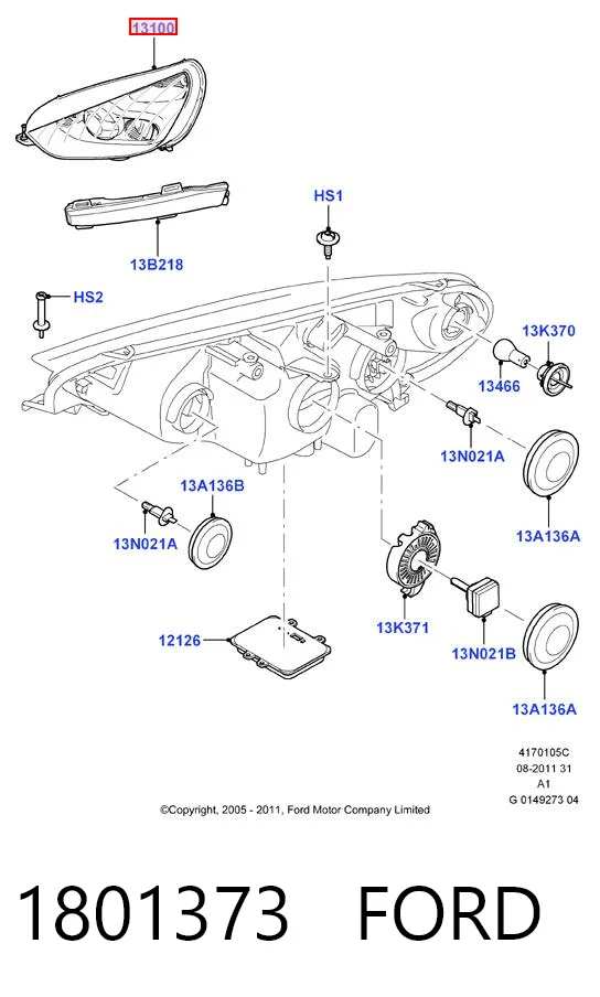 1801373 Ford Luz derecha