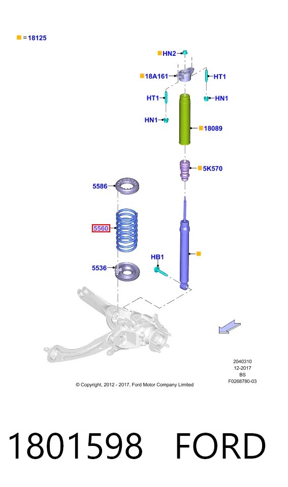 Muelle trasero para Ford Kuga II CBS