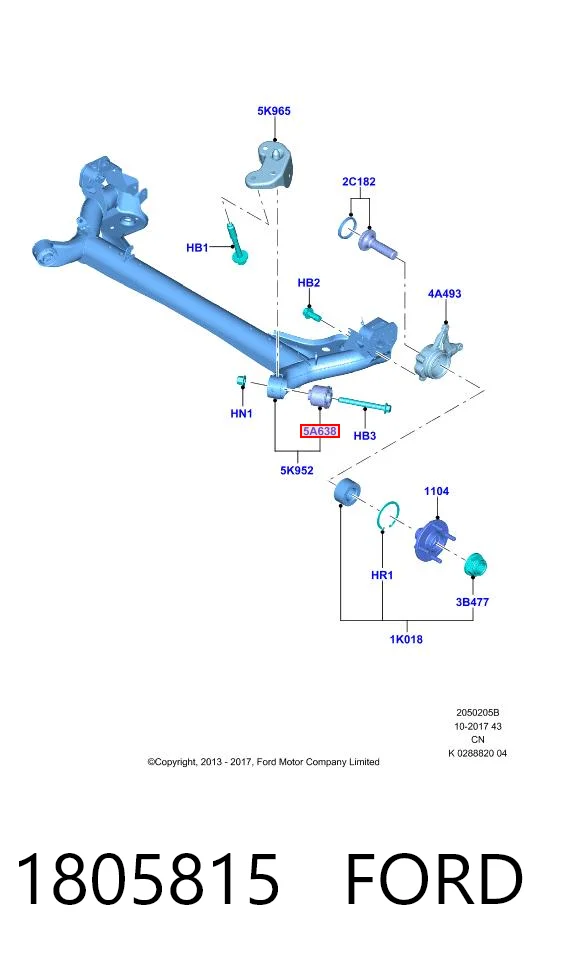 1805815 Ford Silentblock del puente trasero