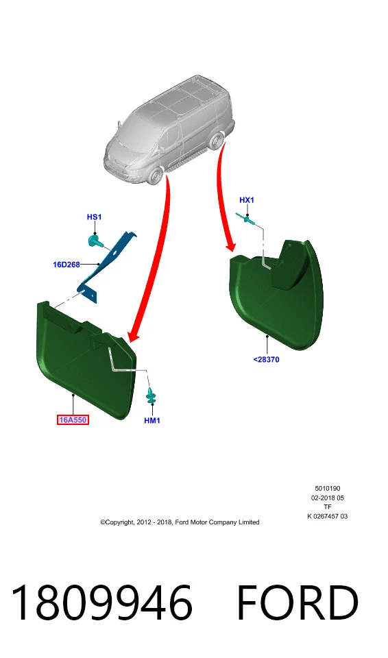 Guardabarros delantero derecho 1809946 FORD