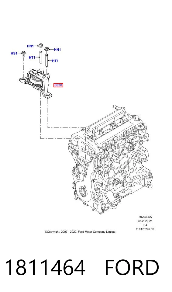 1811464 Ford Soporte delantero derecho del motor