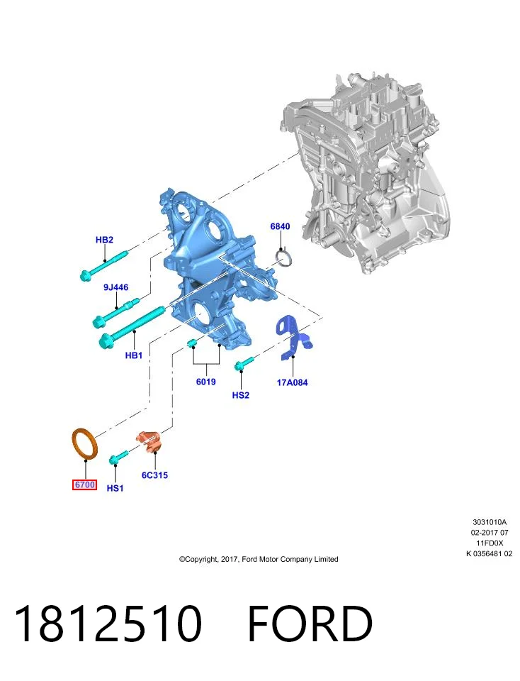 1812510 Ford Retén del cigüeñal frontal